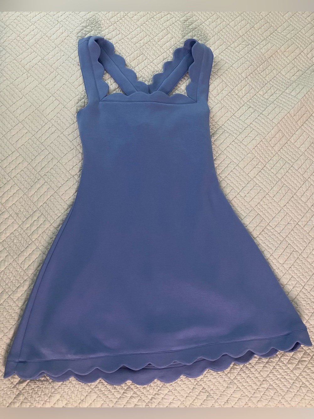 MABLE Light Blue Scalloped Mini Dress